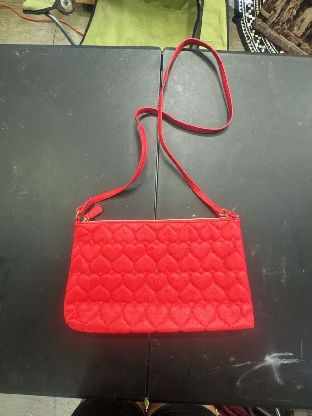 Betsey Johnson Red Quilted Heart Crossbody Bag